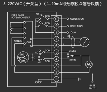 220VAC開關型<a href='http://www.cdto.cn/Product/diefa/diandongdiefa/' target='_blank'>電動<a href='http://www.cdto.cn/Product/diefa/' target='_blank'>蝶閥</a></a>接線圖